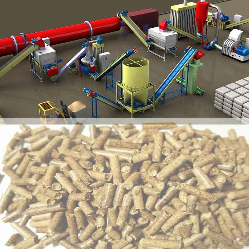 1T/H -5T/Hの機械を作る完全な木製の生物量の餌の生産ライン火の餌