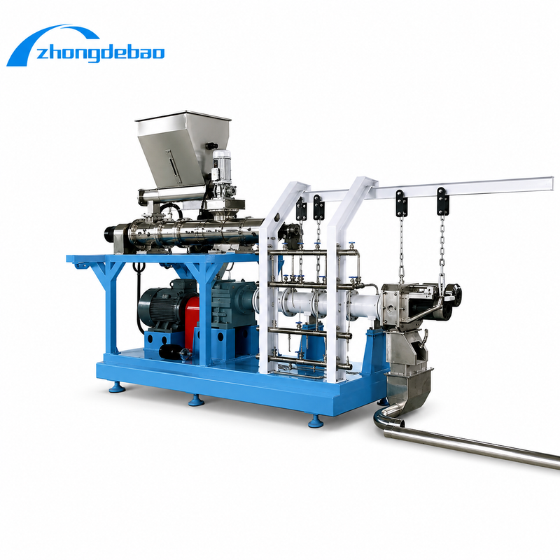 Multifunctional Single Twin Screw Feed Extrusion Line 500kg/h-10t/h For Fish Feed And Pet Food Production